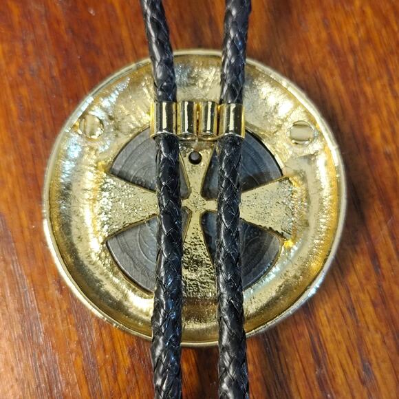 Vintage Napoleon Coin Bolo Tie Bola Tie Shoestring Necklace Gold Tone & Silver - Picture 9 of 12